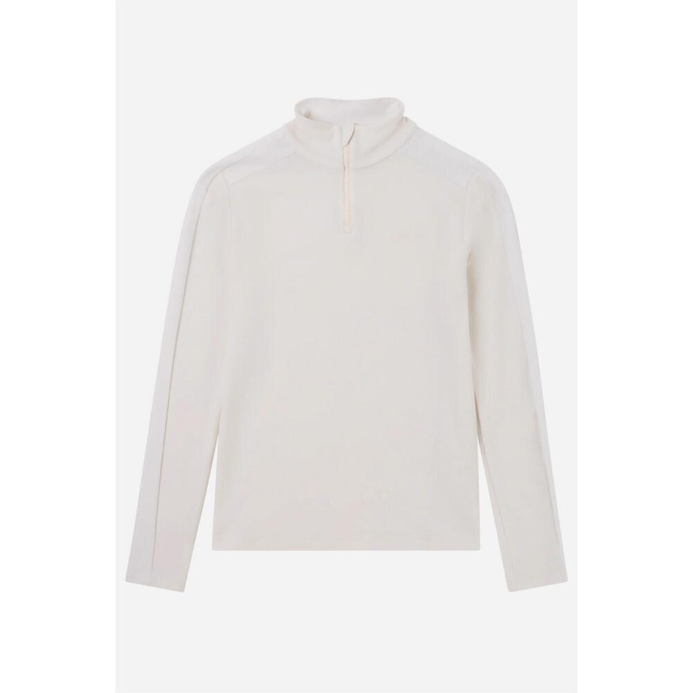 NEW AMUNDSEN women's mila half zip sweater in white